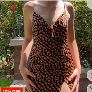 Urban outfitters midi dress with orange and black heart pattern